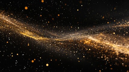 Poster - Magical golden sparkles floating through a black space, resembling the beauty of a distant starfield