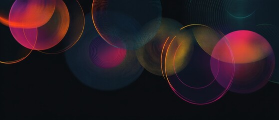 Wall Mural - Abstract background with circles and lines in dark colors Modern design for a banner or poster on the theme of technology Generative AI