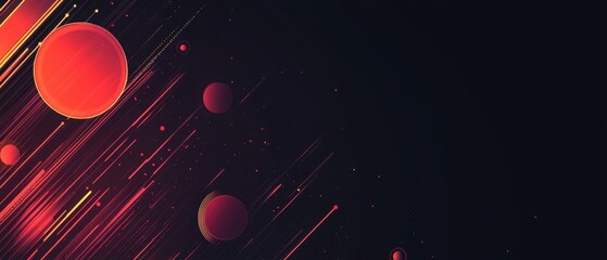 Wall Mural - Abstract background with circles and lines in dark colors a banner or poster on a technology theme, web elements template Generative AI
