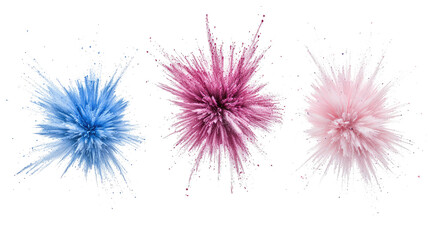 Poster - vibrant powder explosions on white showcasing art generative ai