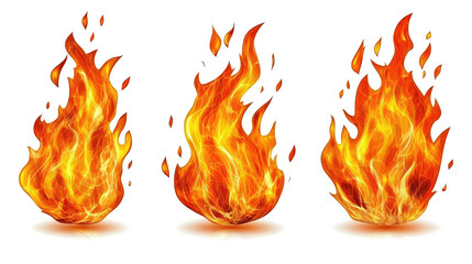 Poster - Flame Design Collection on White Background for Graphics Generative AI