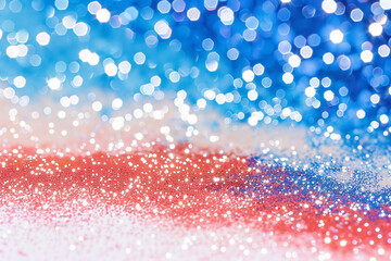 Poster - Glitter on surface with blue bokeh background and shimmering sparkles creating an enchanting atmosphere