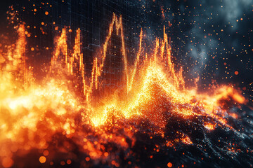 Wall Mural - A stock image of a crashing stock market graph, symbolizing the volatility and unpredictability of financial markets. Concept of business.