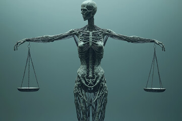 Poster - A person's body depicted as a balance scale, symbolizing the importance of maintaining equilibrium in health. Concept of health.