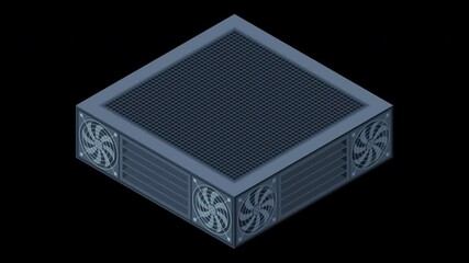 Poster - isometric server animation. server racks. server boxes isolated. network server room. computer netwo