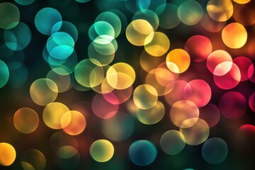 A dynamic display of circular bokeh lights, forming an abstract and visually appealing pattern on the dark background Generative AI