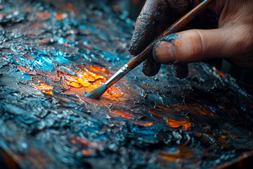 Poster - an artist's hand painting life into existence, symbolizing the creation of living beings. concept of