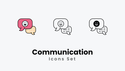 Communication Icons thin line and glyph vector icon stock illustration