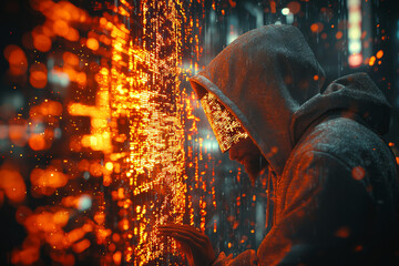 Aufkleber - a hacker attempting to breach a firewall, symbolizing the ongoing threat of cyberattacks. concept of