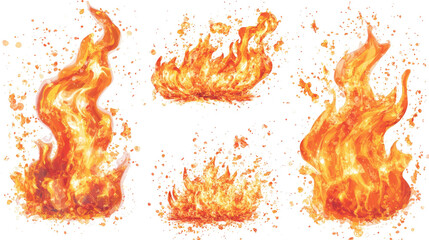 Poster - Collection of Dynamic Flame Graphics With Various Shapes and Sizes Generative AI