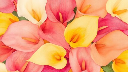 Sticker -   A close-up of a bouquet featuring pink, yellow, and pink petals in the center of the frame