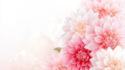 Wall Mural -   A white background showcases a close-up of a bouquet of colorful flowers, including a prominent pink and white bloom in the center