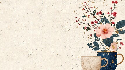 Wall Mural -   A coffee cup with flowers