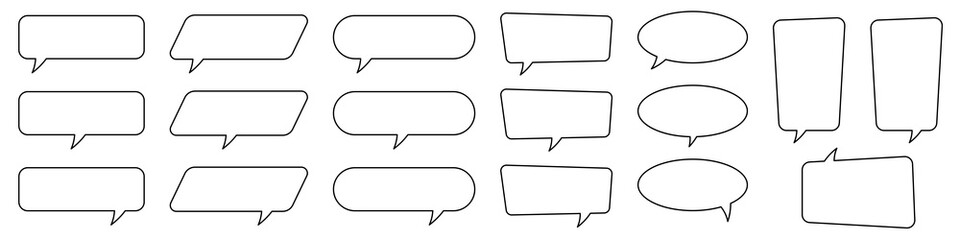 Wall Mural - Collection of line speech bubble, speech balloon, chat bubble.