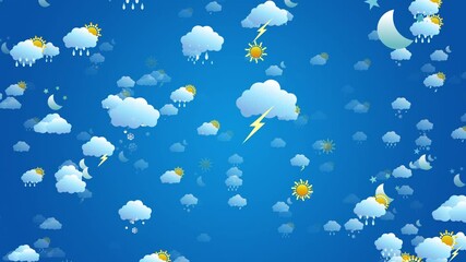 Wall Mural - Fly Through Weather Symbols Background