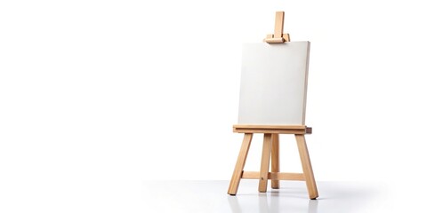 painters easel with blank canvas isolated on white