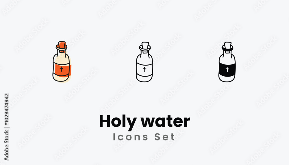 Holy water hand draw doodle icons vector set stock illustration Stock ...