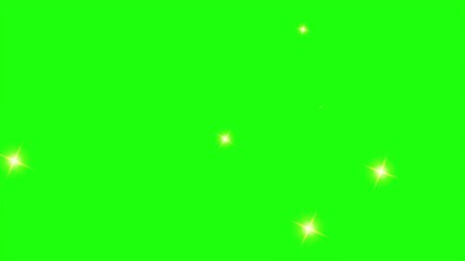 Poster - Glowing stars sparkle. Bokeh lights effect background. Sparkle particles shine animation effect. Glitter sparkle animated green screen