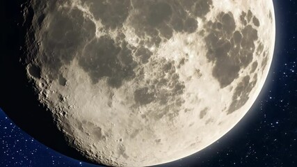 Poster - Beautiful view of the moon illuminating the black sky full of bright stars. Perfect for projects related to astronomy, planets, and space exploration