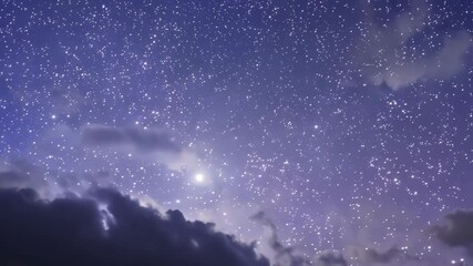 Poster - Gaze at the enchanting twilight sky with stars and clouds, a tranquil blend of blues, purples, and whites. Inspiring peace and awe, perfect for backgrounds or adding romance to projects
