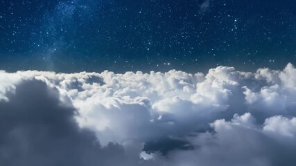 Aufkleber - The milky way galaxy is shining brightly in the night sky over a sea of clouds, creating a beautiful and serene atmosphere