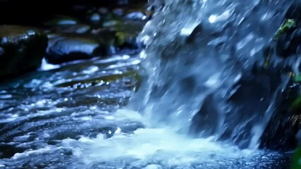 Poster - Rushing white water rapids cascade down a blue river, creating energy and movement. Blurred motion adds to the natural beauty of this serene landscape