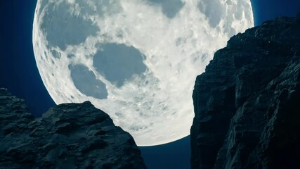 Aufkleber - Glowing moon hangs low over a mysterious alien planet, casting light on rugged terrain