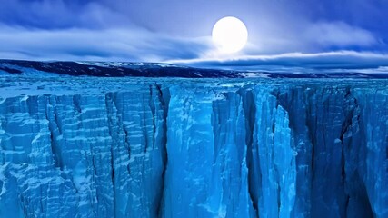 Aufkleber - Aerial view of a massive glacier with deep crevasses forming, highlighting the impact of climate change on the polar regions