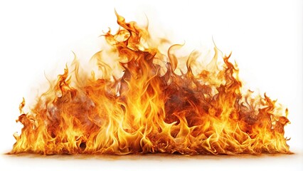 Wall Mural - reflected burning fire flame on white background