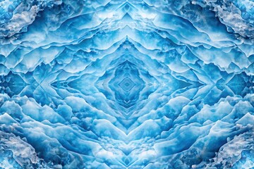 symmetrical seamless pattern with blue ice on the river