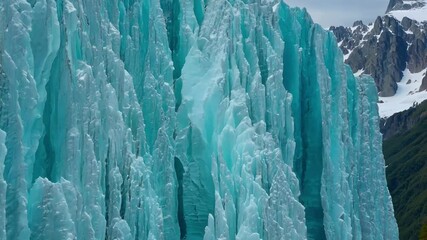 Aufkleber - The sunlight is creating a beautiful turquoise blue color inside this glacier formation. The texture of the ice is incredible