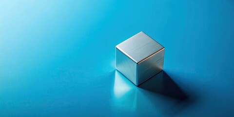 Wall Mural - Tilted angle cube objects isolated with blue background