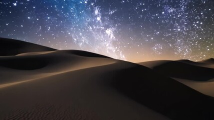 Aufkleber - The milky way galaxy is shining brightly over the sand dunes in the desert, creating a breathtaking view of the night sky