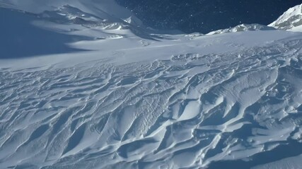 Aufkleber - Snow sculpted by strong winds on a remote mountainside, creating intricate patterns and textures