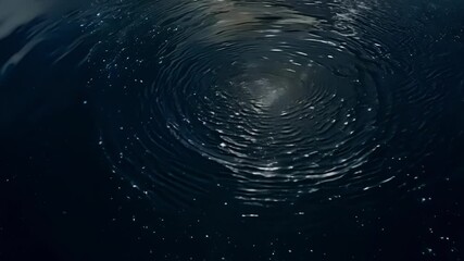 Aufkleber - Swimmer gracefully diving into deep, dark water, creating delicate white bubbles. Tranquil scene captures essence of leisurely underwater sport, blending recreation, fitness, and relaxation
