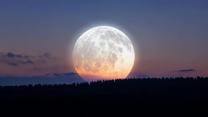 Aufkleber - Beautiful full moon is illuminating the night sky, casting an ethereal glow over the landscape as it rises above the horizon