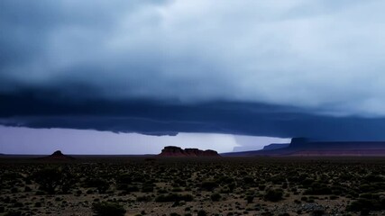 Wall Mural - dark storm clouds are gathering over a desolate desert landscape, creating a dramatic and ominous at