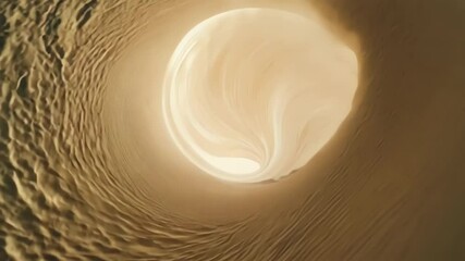 Aufkleber - Abstract background with beige and white swirling shapes creating a tunnel effect, perfect for projects related to design, art, and technology