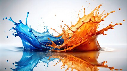 vibrant orange and blue splash on white background