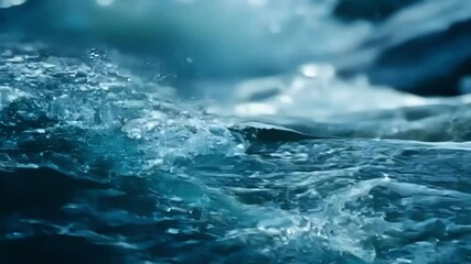 Poster - Mesmerizing ocean water splashing with white foam and bubbles, showcasing the energy and power of waves in a fresh and clean image of nature's liquid beauty