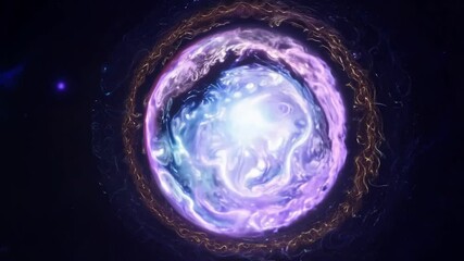 Aufkleber - Magical ball of light energy glowing in the dark, with purple and blue flames swirling around it. Perfect for projects related to magic, fantasy, and energy