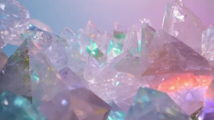 Aufkleber - Sparkling crystal formation shines in pastel hues of pink and blue, reflecting natural beauty and adding glamour to any project