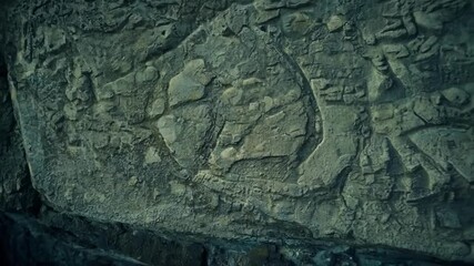 Poster - Close up of rugged rock face showing intricate patterns and textures from erosion and weathering, creating captivating nature art