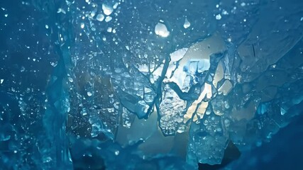 Aufkleber - Sunlight filters through translucent blue ice, creating mesmerizing patterns of light and shadow