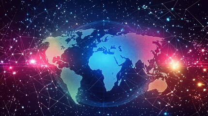 Wall Mural - global network connection with earth as a centerpiece