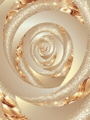 Wall Mural - A captivating spiral pattern made of golden elements and glitter, creating a sense of depth and elegance in the design