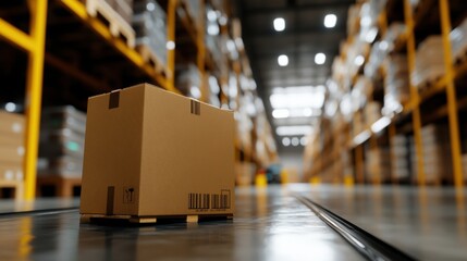 Wall Mural - efficient warehouse logistics: cardboard box in industrial storage facility for supply chain managem