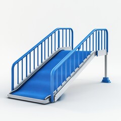 Playground slide with blue padding, isolated on white background.