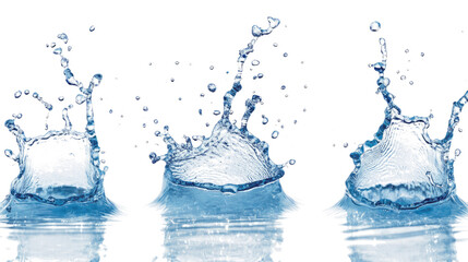 Poster - Dynamic Blue Water Splashes Captured on a White Background Generative AI