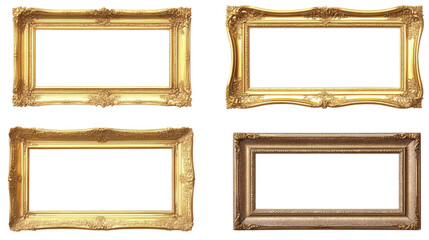 Poster - elegant gold frames on white background generative ai